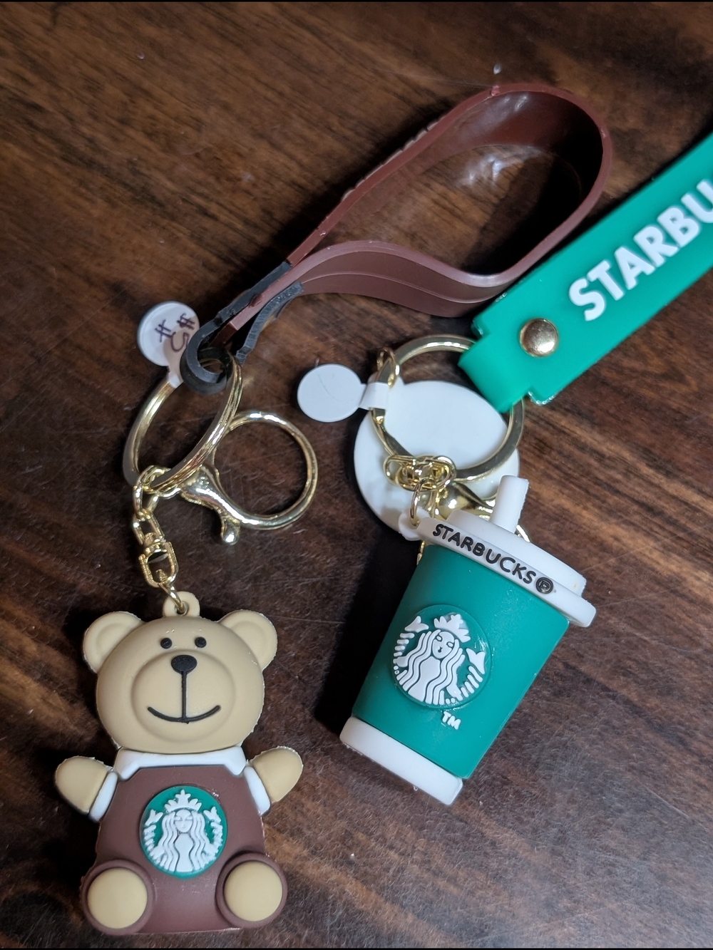 Starbucks Green Cup & Brown Bear Keychain Set